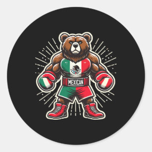Mexican Boxing Bear  Classic Round Sticker