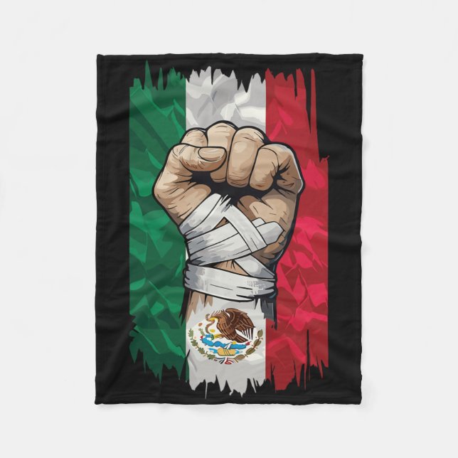 Mexican Boxing Fist Strength Heritage  Fleece Blanket (Front)