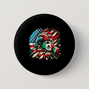 Mexican Boxing Gloves American Flag Fusion 6 Cm Round Badge