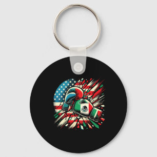 Mexican Boxing Gloves American Flag Fusion Key Ring