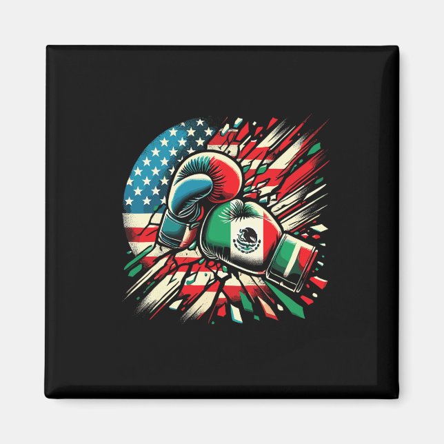 Mexican Boxing Gloves American Flag Fusion  Magnet (Front)