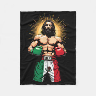 Mexican Boxing Jesus Christ Mex Boxing Shorts Fleece Blanket