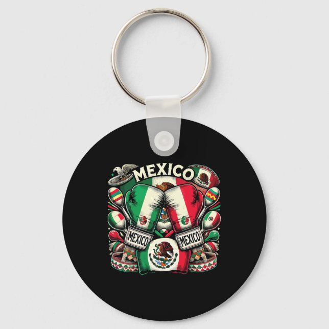 Mexican Boxing Pride Gloves Sports Design 1  Key Ring (Front)