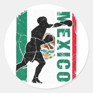 Mexican Boxing Team Mexico Flag Boxing Gloves Classic Round Sticker
