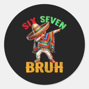Mexican boy dabbing cinco de mayo six seven bruh classic round sticker