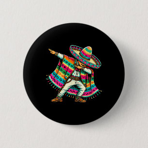 Mexican Boy Dabbing In Poncho Cinco De Mayo Fiesta 6 Cm Round Badge
