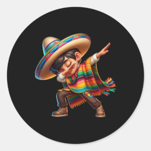 Mexican Boy Dabbing Poncho Cinco De Mayo 2 Classic Round Sticker