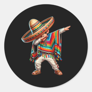 Mexican Boy Dabbing Poncho Cinco De Mayo Classic Round Sticker