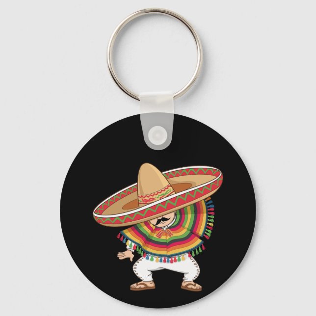 Mexican Boy Dabbing Poncho Cinco de Mayo Key Ring (Front)