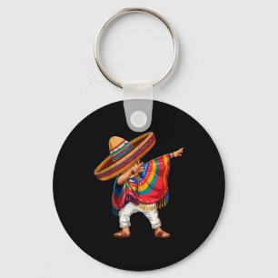 Mexican boy dabbing poncho cinco de mayo moustache key ring