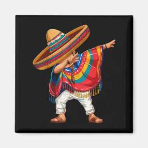 Mexican boy dabbing poncho cinco de mayo moustache magnet