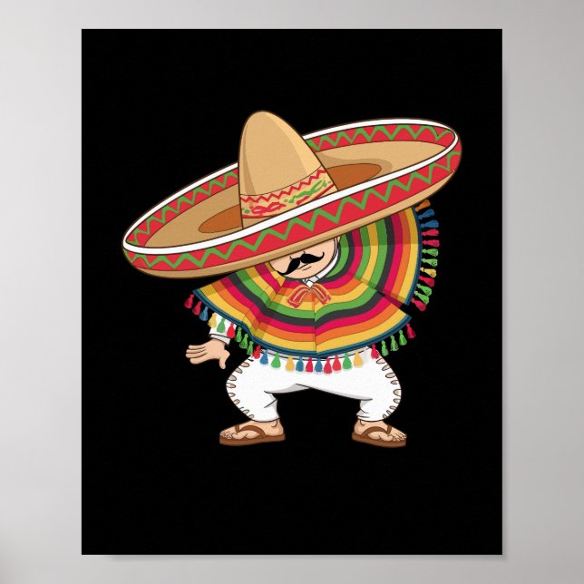 Mexican Boy Dabbing Poncho Cinco de Mayo Poster (Front)