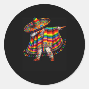 Mexican boy dabbing poncho cinco de mayo sombrero classic round sticker
