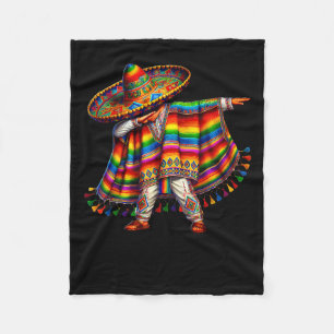 Mexican boy dabbing poncho cinco de mayo sombrero fleece blanket