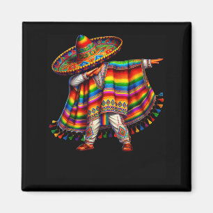 Mexican boy dabbing poncho cinco de mayo sombrero magnet