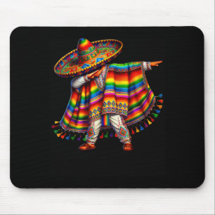 Mexican boy dabbing poncho cinco de mayo sombrero mouse pad