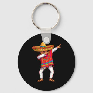 Mexican boy dabbing poncho funny cinco de mayo key ring