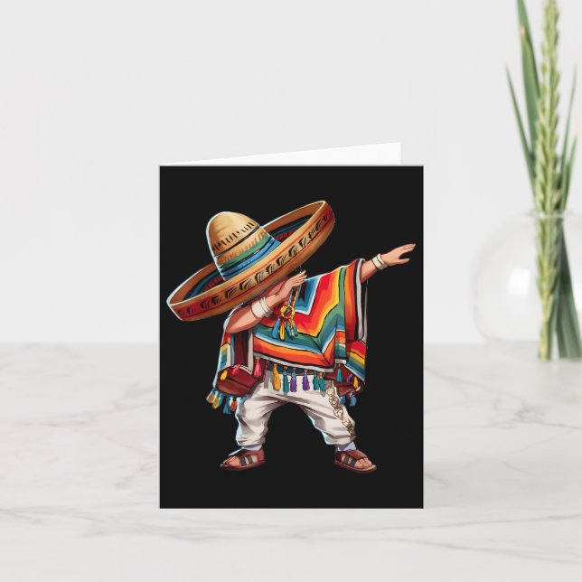 Mexican Boy Dabbing Poncho Funny Cinco De Mayo Par Card (Front)