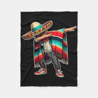 Mexican Boy Dabbing Poncho Funny Cinco De Mayo Par Fleece Blanket
