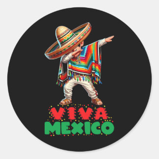 Mexican Boy Dabbing Poncho Independence Day Cinco  Classic Round Sticker