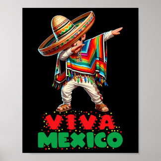 Mexican Boy Dabbing Poncho Independence Day Cinco  Poster