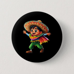 Mexican Boy Fiesta Poncho Cinco De Mayo Kids Celeb 6 Cm Round Badge