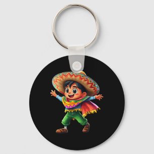Mexican Boy Fiesta Poncho Cinco De Mayo Kids Celeb Key Ring