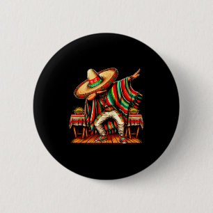 Mexican boy sombrero dabbing poncho cinco de mayo 6 cm round badge