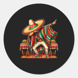 Mexican boy sombrero dabbing poncho cinco de mayo classic round sticker