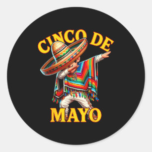 Mexican boys dabbing poncho cinco de mayo classic round sticker