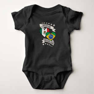 Mexican Brazilian Heart Flags Mexico Brazil Baby Bodysuit