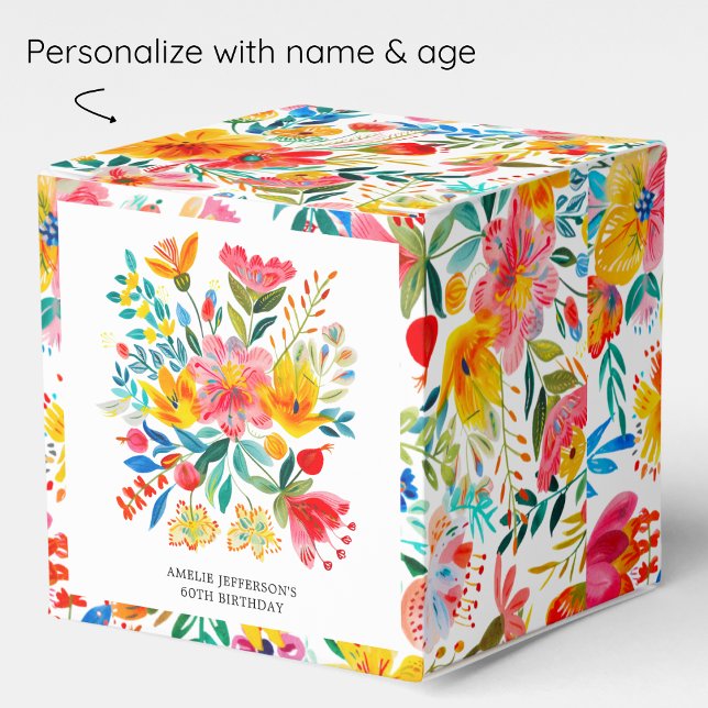 Mexican Bright Floral Fiesta Birthday Favour Box (Creator Uploaded)