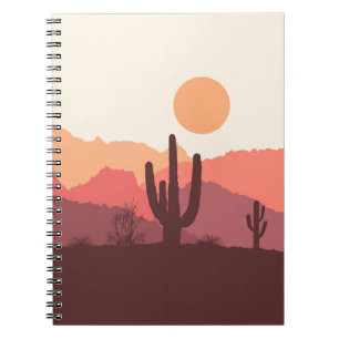 Mexican burgundy and orange desert landscape notebook