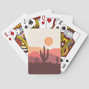 Mexican burgundy and orange desert landscape playing cards