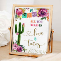 Mexican cactus all you need is love and tacos sign