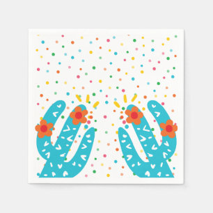 Mexican Cactus Colourful Polka Dot Birthday Napkin