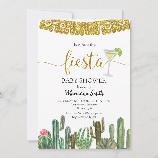  Mexican Cactus Fiesta Baby shower Party  Invitation (Front)