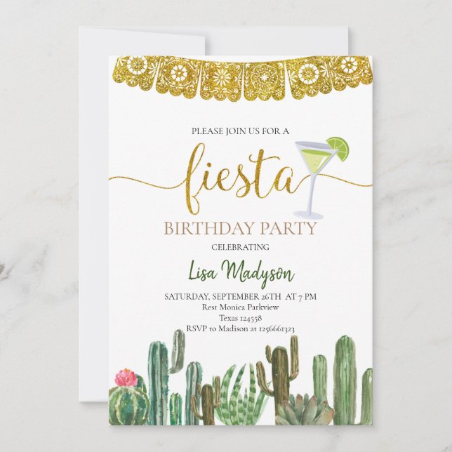 Mexican Cactus Fiesta Birthday Party  Invitation (Front)