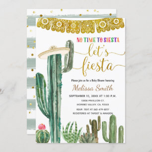 Mexican Cactus Let's Fiesta Baby Shower  Invitation