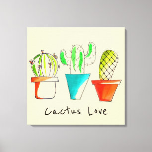 Mexican cactus love cute desert art canvas print