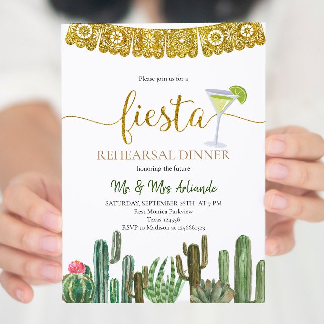 Mexican Cactus Rehearsal Dinner Fiesta Invitation (Creator Uploaded)