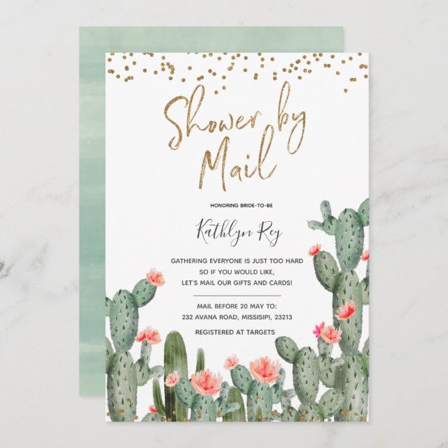 Mexican Cactus Shower by Mail Bridal Shower Invitation (Front/Back)