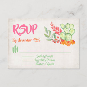 Mexican Cactus Wedding RSVP Response cards
