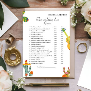 Mexican Cactus Wedding shoe game party game Card