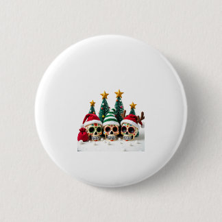 Mexican Calavera Santa Flower Sugar Skull Christma 6 Cm Round Badge