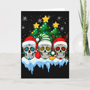 Mexican Calavera Santa Flower Sugar Skull Christma Card