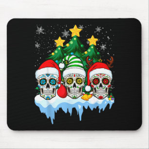 Mexican Calavera Santa Flower Sugar Skull Christma Mouse Pad