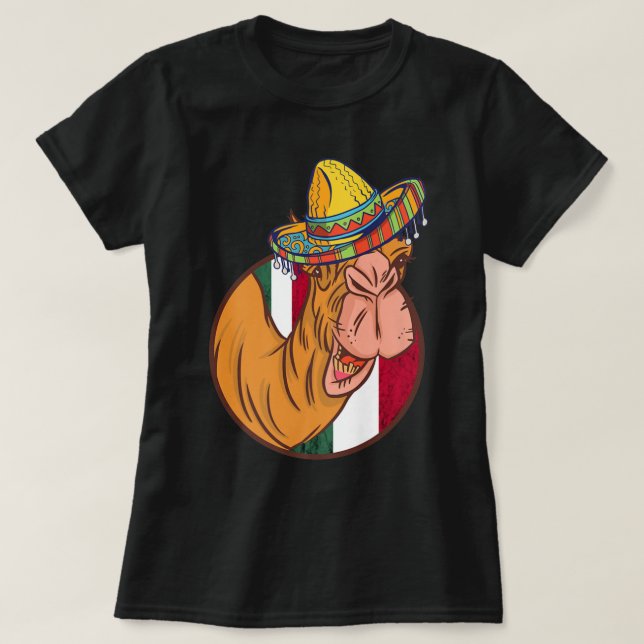 Mexican Camel Hat Sombrero Funny Camel Life Mexico T-Shirt (Design Front)