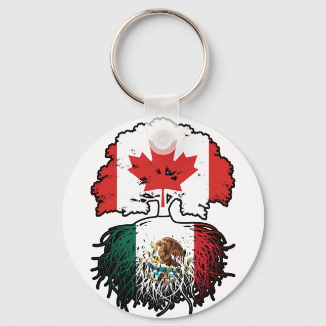Mexican Canada Tree Roots Flag Key Ring (Front)