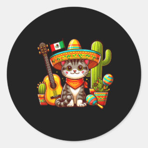 Mexican Cat Cinco De Mayo Kitten Let's Fiesta Viva Classic Round Sticker